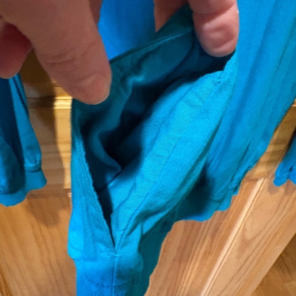 Crazy Shirts Hawaiian Henley Turquoise Green Floral Drawstring Neck Womens L - Picture 6 of 10